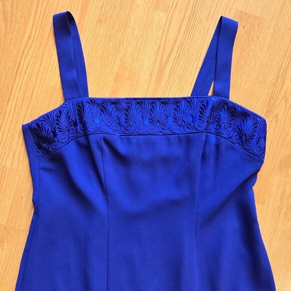 Ursula of Switzerland VTG 90s Blue Embroidered Dress 16 Gown Prom Regency USA - Picture 7 of 12